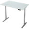 Schreibtisch, Rechteck, elektrisch höhenverstellbar, T-Fuß, B 1200 x T 800 x H 620-1280 mm, inkl. Memory Master, lichtgrau/silber