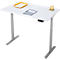 Schreibtisch, Rechteck, elektrisch höhenverstellbar, T-Fuß, B 1200 x T 800 x H 620-1280 mm, inkl. Memory Master, weiß/silber