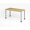 Schreibtisch, rechteckig, 4 Füße, Quadratrohr, B 1200 x T 672 x H 685-810 mm, Wildeiche/Silber