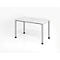 Schreibtisch, rechteckig, 4 Füße, Rundrohr, B 1200 x T 672 x H 685-810 mm, weiß/silber