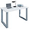 Schreibtisch, rechteckig, Bügelfuß, B 1100 x T 800 x H 760 mm, weiß/silber
