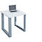 Schreibtisch, rechteckig, Bügelfuß, B 800 x T 800 x H 760 mm, weiß/silber