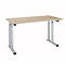 Schreibtisch Set Up, Rechteck, C-Fuß, B 1300 x T 650 x H 685-820 mm, Wildeiche/weißaluminium