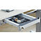Schreibtisch STANDARD, elektrisch höhenverstellbar, B 1600 mm, lichtgrau/weißaluminium + OrgaWork Schublade