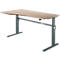 Schreibtisch Standard, elektrisch höhenverstellbar, Freiform, Ansatz links, C-Fuß, B 1800 x T 1000/800 x H 725-1185 mm, Eiche/anthrazit
