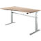 Schreibtisch Standard, elektrisch höhenverstellbar, Freiform, Ansatz links, C-Fuß, B 1800 x T 1000/800 x H 725-1185 mm, Eiche/weißalu