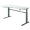 Schreibtisch Standard, elektrisch höhenverstellbar, Freiform, Ansatz links, C-Fuß, B 1800 x T 1000/800 x H 725-1185 mm, lichtgrau/anthrazit