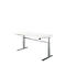 Schreibtisch Standard, elektrisch höhenverstellbar, Freiform, Ansatz links, C-Fuß, B 1800 x T 1000/800 x H 725-1185 mm, weiß/weißalu