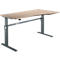 Schreibtisch Standard, elektrisch höhenverstellbar, Freiform, Ansatz rechts, C-Fuß, B 1800 x T 1000/800 x H 725-1185 mm, Eiche/anthrazit