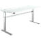 Schreibtisch Standard, elektrisch höhenverstellbar, Rechteck, C-Fuß, B 1800 x T 800 x H 725-1185 mm, lichtgrau/weißaluminium RAL 9006
