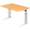 Schreibtisch TARVIS, C-Fuß, Quadrat, B 1200 mm, Gestell weiß, höhenverstellbar, Buche