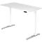 Schreibtisch TOPAS LINE, elektrisch höhenverstellbar, C-Fuß, B 1600 x T 800 x H 650-1300 mm, weiß/alusilber + Memoryschalter, Kabelkanal