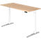 Schreibtisch TOPAS LINE, elektrisch höhenverstellbar, C-Fuß, B 1800 x T 800 x H 650-1300 mm, Eiche/weißaluminium + Memoryschalter, Kabelkanal