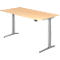 Schreibtisch TOPAS LINE, elektrisch höhenverstellbar, C-Fuß, B 2000 x T 1000 x H 650-1300 mm, Ahorn/weißaluminium + Memoryschalter, Kabelkanal