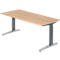 Schreibtisch TOPAS LINE, manuell höheneinstellbar, B 1800 mm, Eiche/graphit/alu poliert