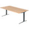 Schreibtisch TOPAS LINE, manuell höheneinstellbar, B 2000 mm, Eiche/graphit/alu poliert