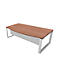 Schreibtisch X-TIME-WORK, Kufengestell, Rundbogen, B 2000 x T 900 x H 740 mm, Nuss-Canaletto-Dekor/Weiß