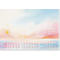 Abstraktes Aquarellbild, pastellfarbener Himmel, Horizont mit Kalender unten.