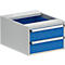Schubladenblock Treston 53/36-3, 2 abschliessbare Schübe, bis 200 kg, B 530 x T 640 x H 360 mm, Stahl, lichtgrau RAL 7035/brillantblau RAL 5007