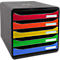 Schubladenbox BIG-BOX PLUS, A4+, 5 halboffene Schübe mit Auszugsstopp, Griffmulde & Etikettenhalter, Etiketten, Blauer Engel, Kunststoff, harlekin