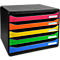 Schubladenbox BIG-BOX PLUS HORIZON QUER, A4+, 5 halboffene Schübe mit Auszugsstopp, Griffmulde & Etikettenhalter, Etiketten, Blauer Engel, harlekin