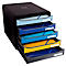 Schubladenbox Exacompta BEE BLUE Big Box, A4+, 5 mehrfarbige & halboffene Schubladen mit Auszugstopp, Griffmulde & Etikettenhalter, Blauer Engel