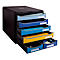 Schubladenbox Exacompta BEE BLUE Big Box Maxi, 4 Schübe für Format A4/A4+ & 2 längliche Schübe, Auszugstopp & Griffmulde, Recycling-Kunststoff, schwarz