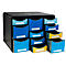 Schubladenbox Exacompta BEE BLUE Store Box Multi, 7 kleine & 4 hohe Schübe mit Auszugstopp & Griffmulde, Kunststoff, schwarz