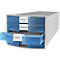 Schubladenbox HAN Impuls 2.0, 4 Schubladen, Format A4, stapelbar, geschlossen, grau/transparent-blau
