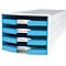 Schubladenbox HAN Impuls 2.0, 4 Schubladen, Format A4, stapelbar, offen, weiß/hellblau
