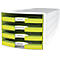 Schubladenbox HAN Impuls 2.0, 4 Schubladen, Format A4, stapelbar, offen, weiß/lemon