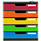 Schubladenbox MODULO, Format A4+, 5 abschließbare Schübe, geschlossen, Griffmulde & Etikettenhalter, 2 Schlüssel, Blauer Engel, Kunststoff, harlekin