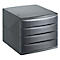 Schubladenbox Rotho QUADRA, 4 geschlossene Schübe im Format A4, Griffmulden, stapelbar, L 330 x B 285 x H 320 mm, Polystyrol, anthrazit