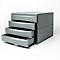 Schubladenbox Rotho QUADRA, 4 geschlossene Schübe im Format A4, Griffmulden, stapelbar, L 330 x B 285 x H 320 mm, Polystyrol, anthrazit