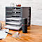 Schubladenbox Rotho SPACEMAKER, 5 geschlossene Schübe im Format A4, Griffmulden, stapelbar, L 330 x B 285 x H 320 mm, Polystyrol, schwarz-transparent