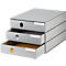 Schubladenbox styro® Styroval, Format C4, 3 geschlossene Schübe, stapelbar, Beschriftungsmaterial, B 243 x T 335 x H 200 mm, Recycling-Kunststoff, grau