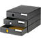 Schubladenbox styro® Styroval, Format C4, 3 geschlossene Schübe, stapelbar, Beschriftungsmaterial, B 243 x T 335 x H 200 mm, Recycling-Kunststoff, schwarz
