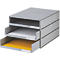 Schubladenbox styro® Styroval, Format C4, 3 offene Schübe, stapelbar, Beschriftungsmaterial, B 243 x T 335 x H 200 mm, Recycling-Kunststoff, grau
