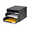 Schubladenbox styro® Styroval, Format C4, 3 offene Schübe, stapelbar, Beschriftungsmaterial, B 243 x T 335 x H 200 mm, Recycling-Kunststoff, schwarz