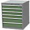 Schubladenschrank Bedrunka+Hirth, 2 x Schübe breit & 4 x Schübe schmal, abschliessbar, bis 1500 kg, B 705 x T 736 x H 819 mm, Stahlblech