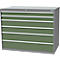 Schubladenschrank Bedrunka+Hirth, 6 Schübe, abschliessbar, bis 1500 kg, B 1305 x T 736 x H 1019 mm, Stahlblech