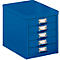 Schubladenschrank DIN A4, mit 5 Schubladen, 330 mm hoch, enzianblau