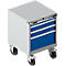 Schubladenschrank mit Rollen WSK 27-27, 4 Schübe, bis 200 kg, B 564 x T 572 x H 770 mm, weißaluminium/enzianblau