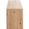 Nahaufnahme einer Holzkommode mit Maserung und sichtbaren Astlöchern.