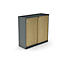 Schuifdeurenkast Nevada - Houten - B 1200 x D 445 x H 1155 mm - 3 OH - donkergrijs en eiken decor