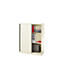 Schuifdeurkast, afsluitbaar, met greeplijsten, staal, wit RAL 9010, 950 x 1215, 3 ordnerhoogten