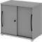 Schuifdeurkast BARI, 1 legbord, slot, B 800 x D 430 x H 720 mm, middengrijs/middengrijs