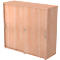 Schuifdeurkast TARA, 3 ordnerhoogten, B 1200 x D 400 x H 1180 mm, afsluitbaar & stapelbaar, notenhoutpatroon