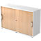 Schuifdeurkast TARVIS, 2 ordnerhoogten, B 1200 x D 400 x H 748 mm, afsluitbaar & stapelbaar, wit/wilde eikenpatroon