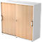 Schuifdeurkast TARVIS, 3 ordnerhoogten, B 1200 x D 400 x H 1100 mm, afsluitbaar & stapelbaar, wit/wilde eikenpatroon